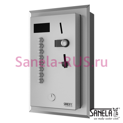 Встроенный монетный и жетонный автомат для 2-8 или 12 душей, выбор пользователем SLZA 02LMZ арт: 88028 Sanela Чехия (фото, схема)