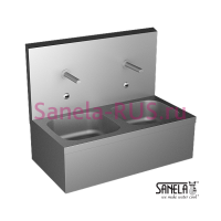 Нержавеющая двойная мойка с автоматическими смесителями SLUN 07ET