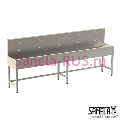 Нержавеющая раковина коллективная на ножках 3000мм SLUN 53ET арт: 93533 Sanela Чехия (фото, схема)