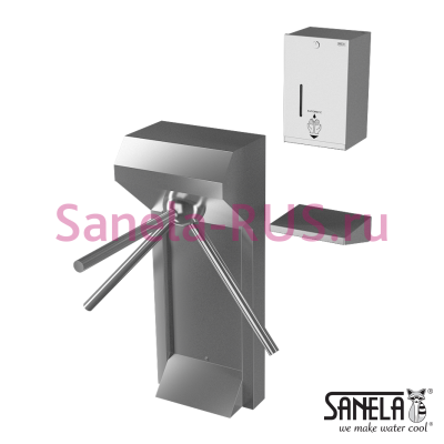 Турникет с подставкой и дозатором дезинфекции SLKT 02S арт: 38021 Sanela Чехия (фото, схема)